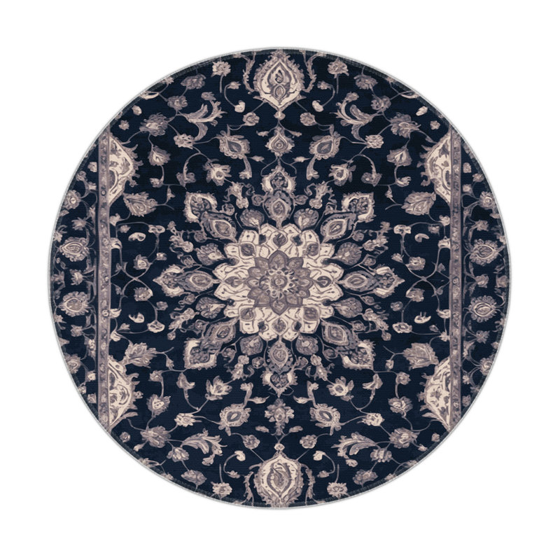 Tapis gris d'intérieur et d'extérieur Tabriz, Rond 5 pi