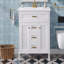 Meuble-lavabo autoportant 36 po avec lavabo en céramique 36 po, tiroir supérieur rabattable, portes à fermeture en douceur, 2 tiroirs de rangement, poignées dorées