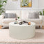 Table basse 35,83 "à rayures élégantes et minimalistes, table basse ronde moderne, table basse Drum Circle pour salon, chambre à coucher, beige