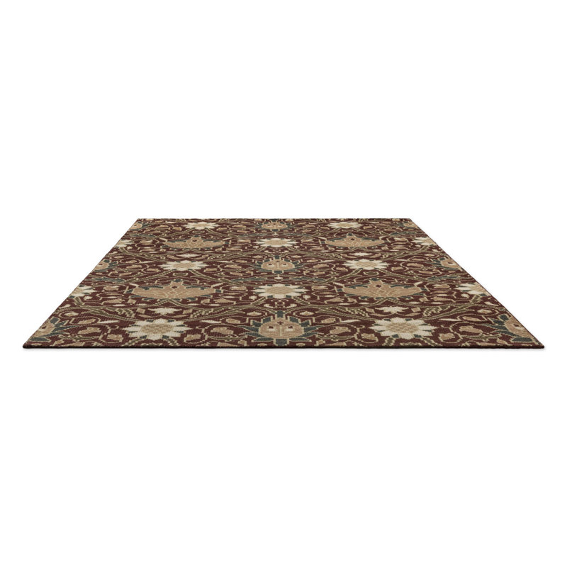 Handmade Wool Floral Area Rug, Rectangle 5'7" x 7'10"