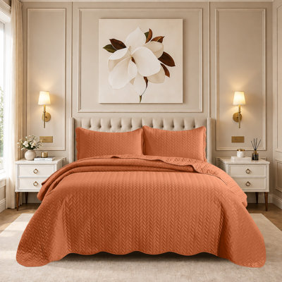 Moonlight 3-Pieces Embossed Lightweight Bedspread Set, Chevron Textured and Oversized
