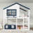 Full Size Loft Bed with Bookshelf & House-Style Design, High-Quality Safety Rails, Beige & Natural Kids Bunk Bed-940334414-940334408