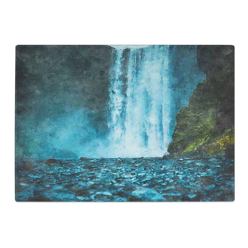 Tempered Glass Waterfall Path in Iceland Painting Chopping Board, 28.5 cm x 39 cm