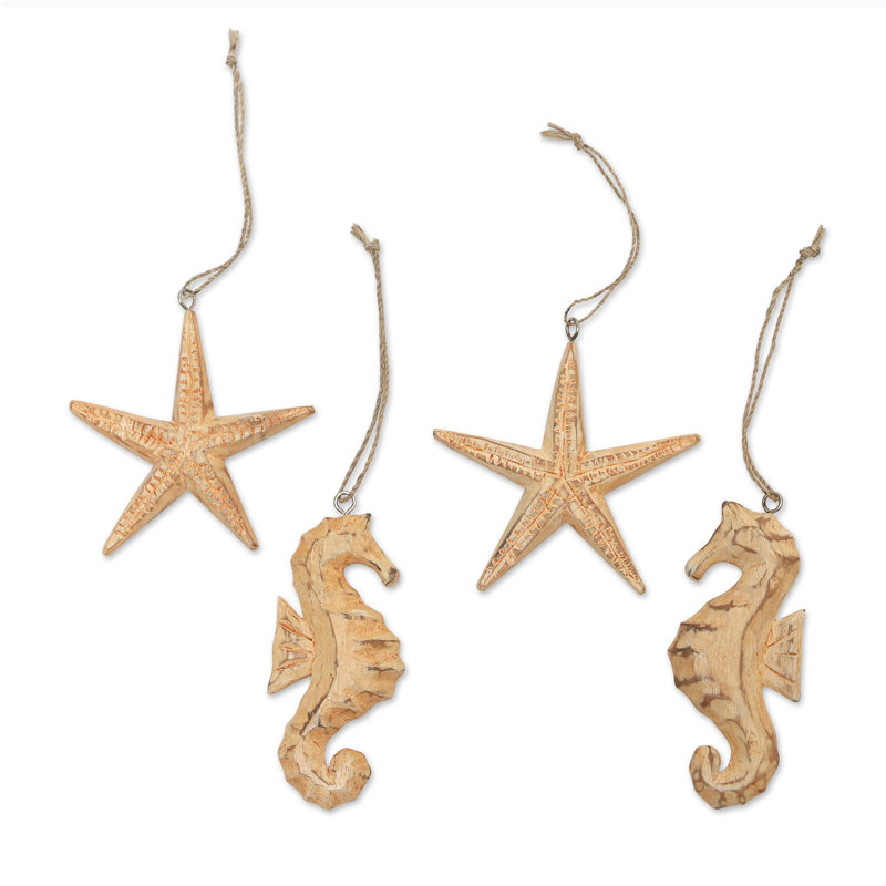 3.9'' Handmade Wood Animals Holiday Shaped Ornament
