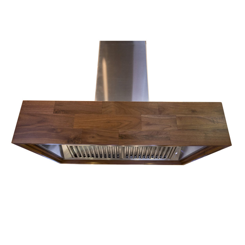 48" ButcherBlock 700 CFM Ducted Island Range Hood, Walnut