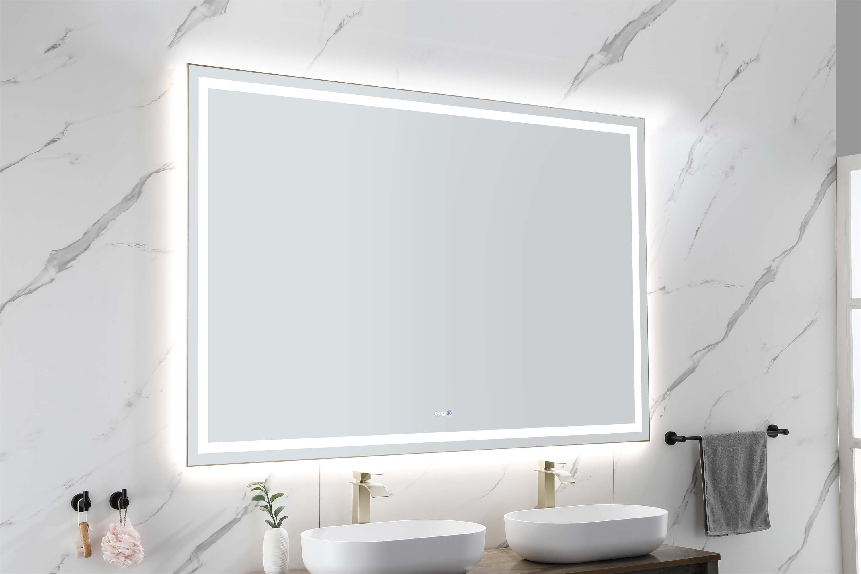 ROOM FULL Oversized Rectangular LED Mirror AntiFog Wall Mount Bathroom