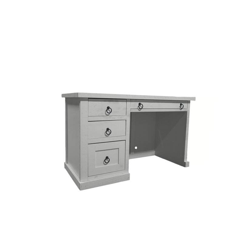 Rustic Single Pedestal Computer Desk, White