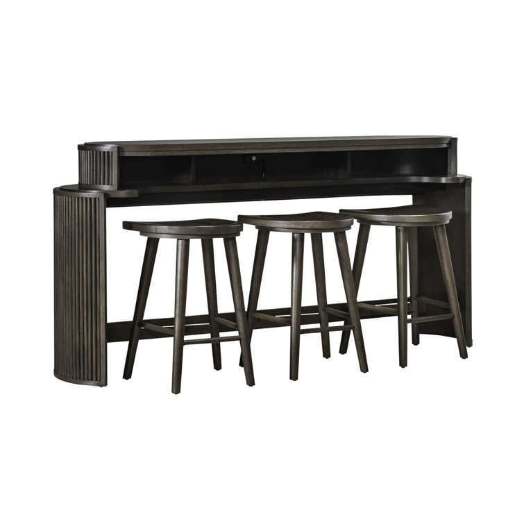 Jefrin 4 Piece Console Bar Table Set w/ Stools & Charging Station