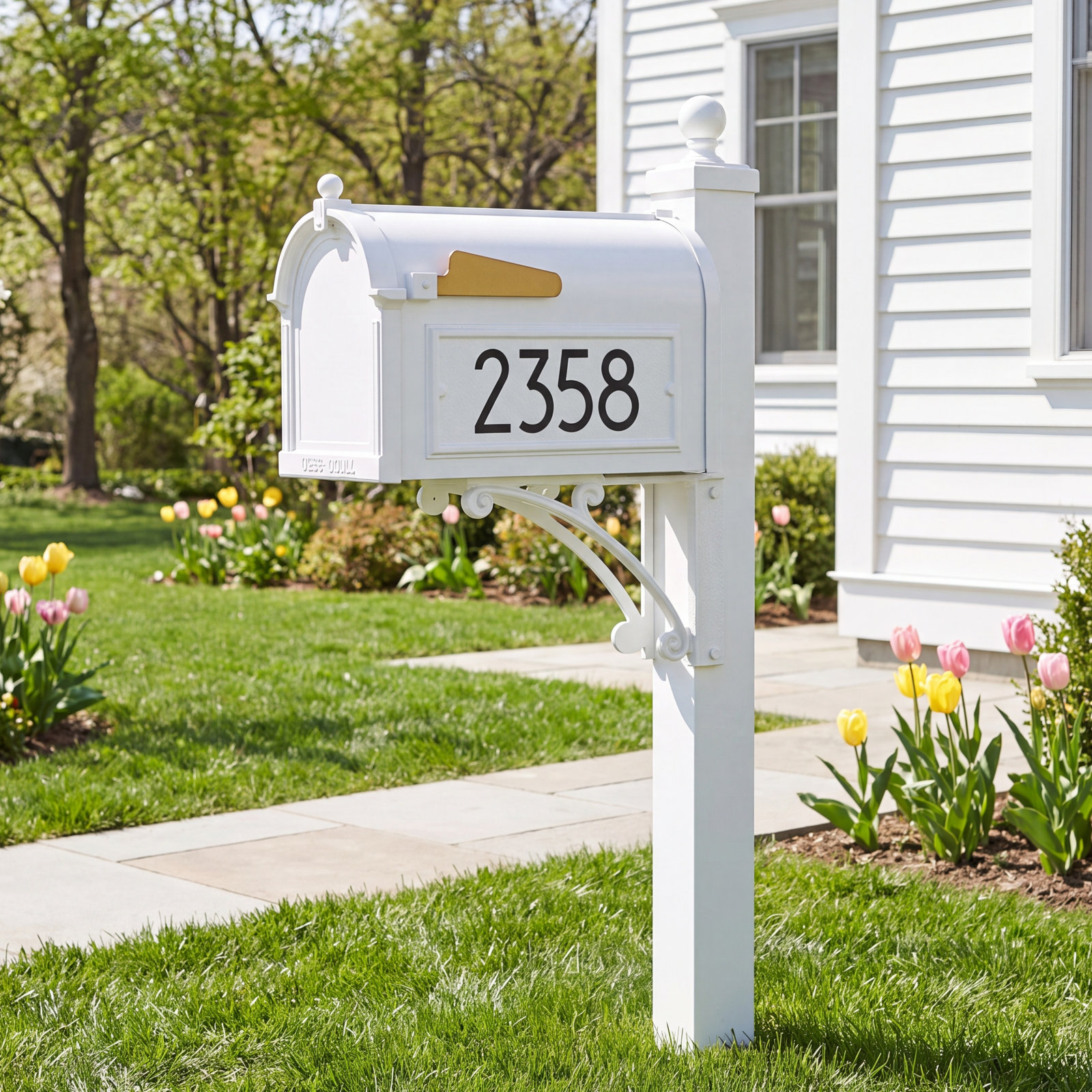 Modern Mailbox, White/Black, Yes