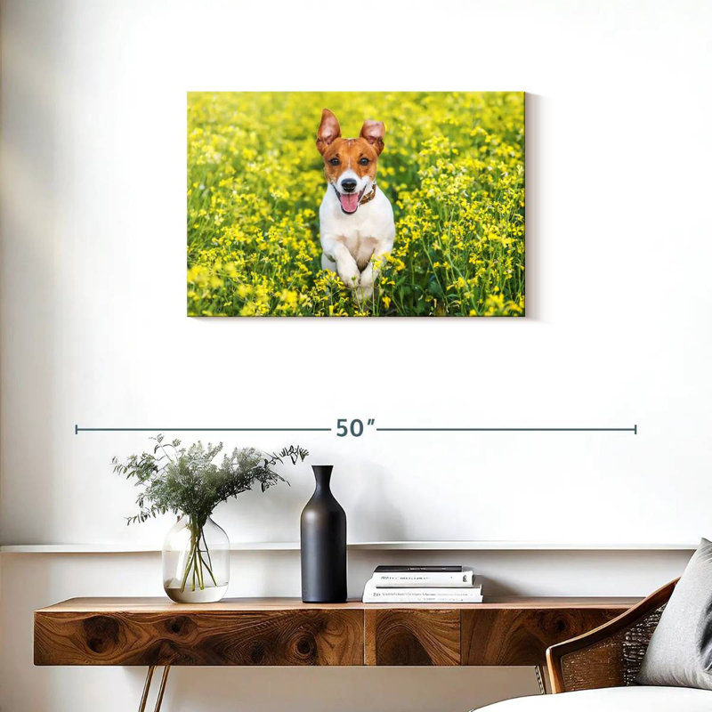 Happy Jack Russell, 20" H x 30" W