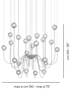Puppet 24 - Light Chandelier, Smoky Transparent;Crystal Transparent, Glossy Chrome