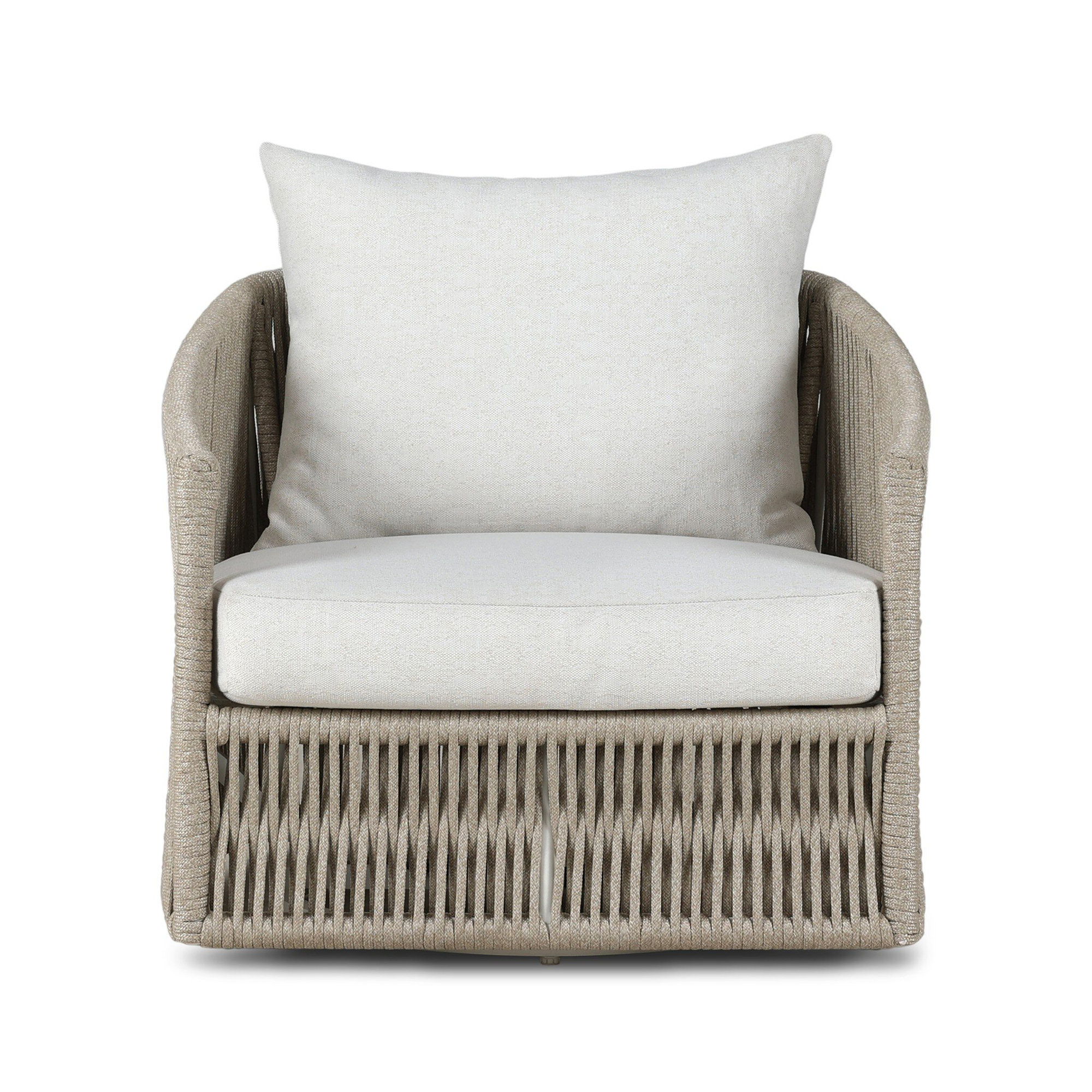 Nashira Swivel Outdoor Lounge Chair, Alessi Linen, Ivory Rope