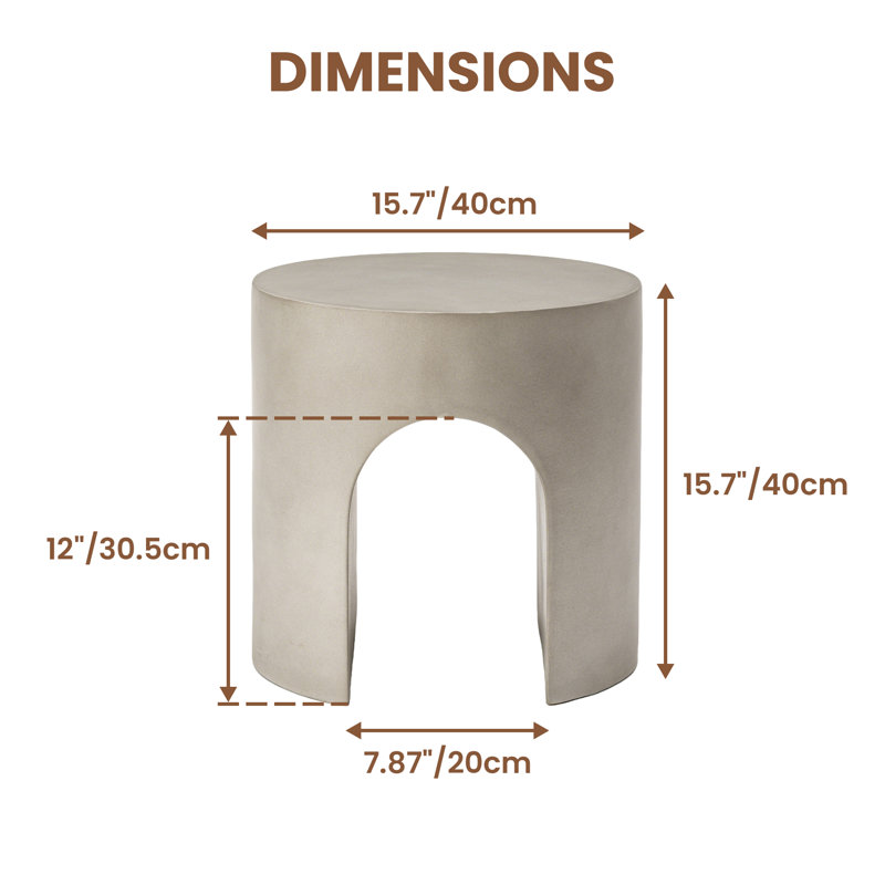 Table d'appoint Arch Cylinder Mgo, Gris, 1