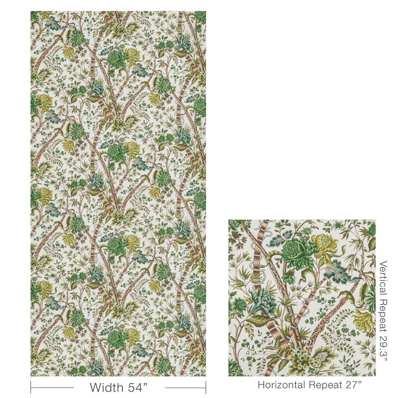 Manoir Luberon Print 100% Cotton Fabric, Green/Leaf