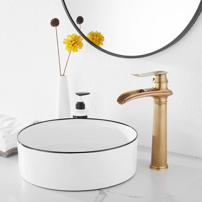 Single-handle Bathroom Faucet with Drain Assembly, Antique Brass