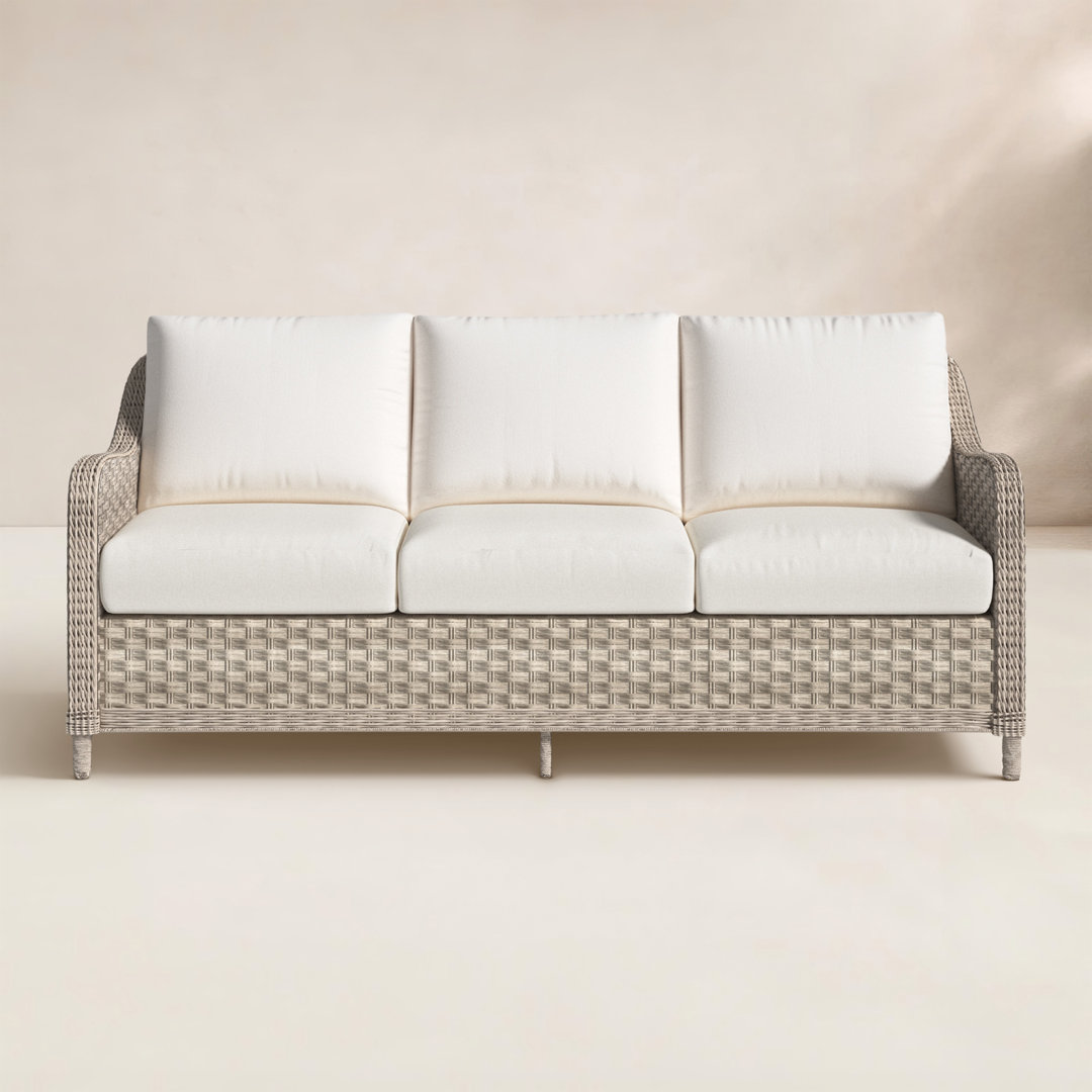 Sky 74.5'' Wide Premium All-Weather Wicker Patio Sofa with Cushions Birch Lane™ 