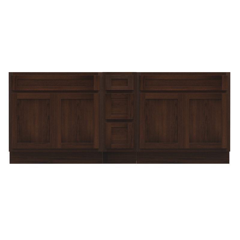 90'' Double Bathroom Vanity Base Only, Brown