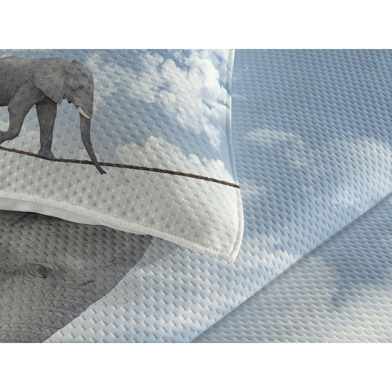 Elephant Eclectic Polyester Coverlet, Queen Bedspread + 2 Shams