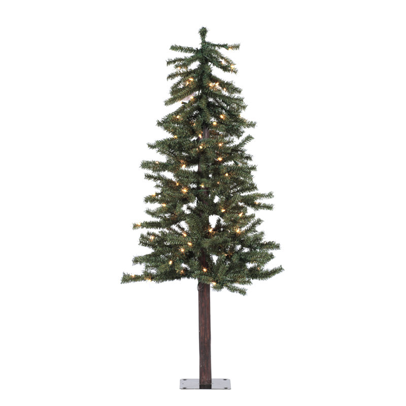 Tiny Green PVC Alpine Artificial Christmas Tree with Lights