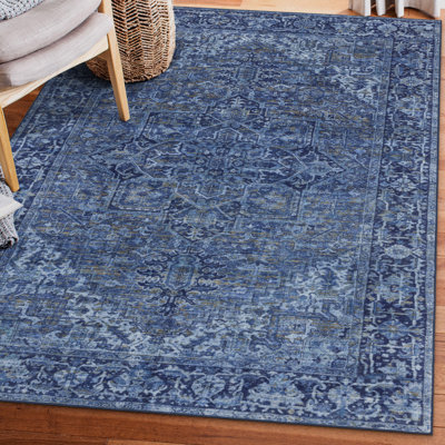 Samiur Lyle Vintage Blue Machine Washable Area Rugs