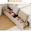 Structure de lit simple pour enfant avec 2 tiroirs, lit plateforme tapissier en velours, tête de lit arc-en-ciel, gris-1486176543