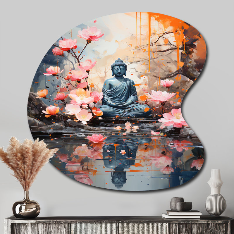 Thyda - Méditation en forme de goutte, art mural métallique asymétrique, H 33 po x l 33 po