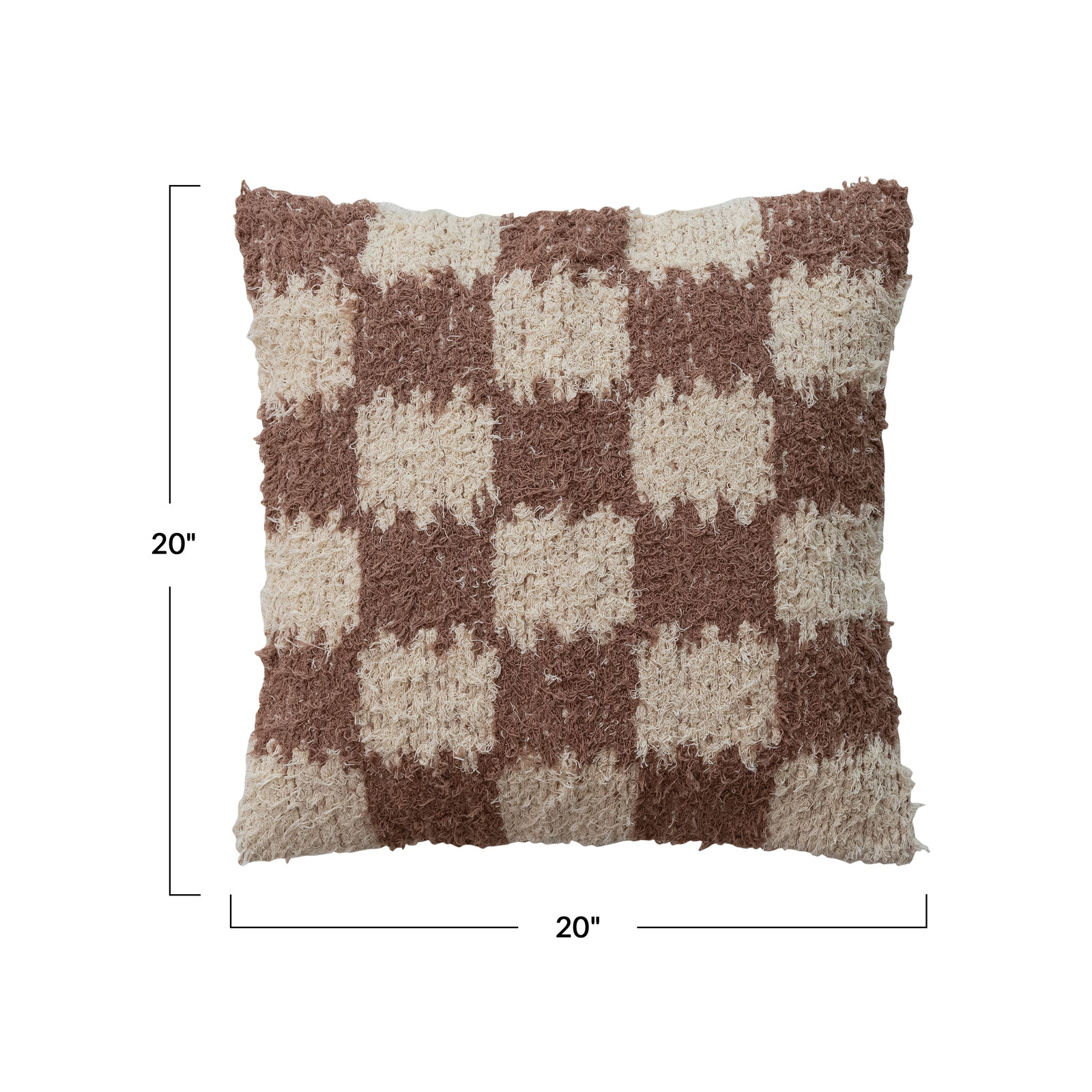 Woven Cotton Pillow With Check Pattern
