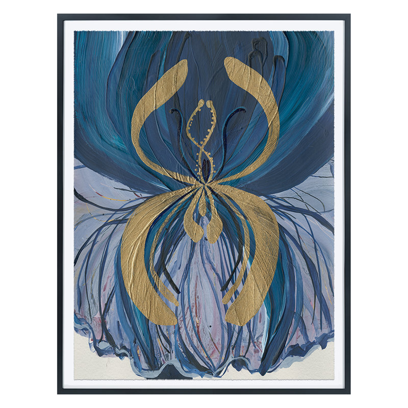 Blue Dragon Print by Morlock, Jody, 49" H x 36" W, Black Framed