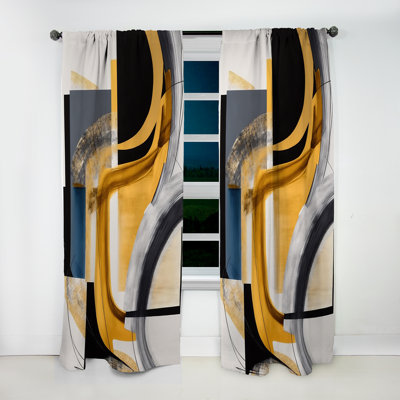 Rideau en velours moderne Glam Gold et Black Expression IV - obscurcissant - 1 panneau