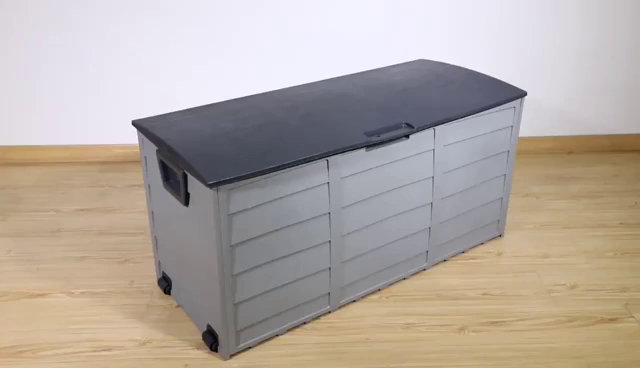 Black 75 Gallon Lockable Plastic Deck Box with Wheels