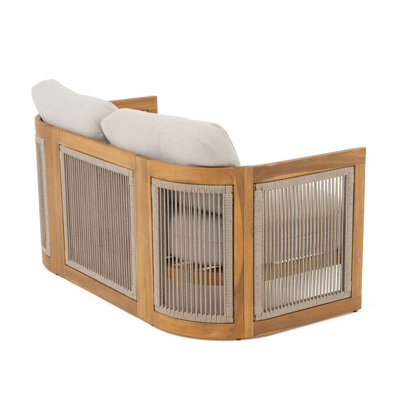 Collman Solid Acacia Wood Outdoor Loveseat with Cushions