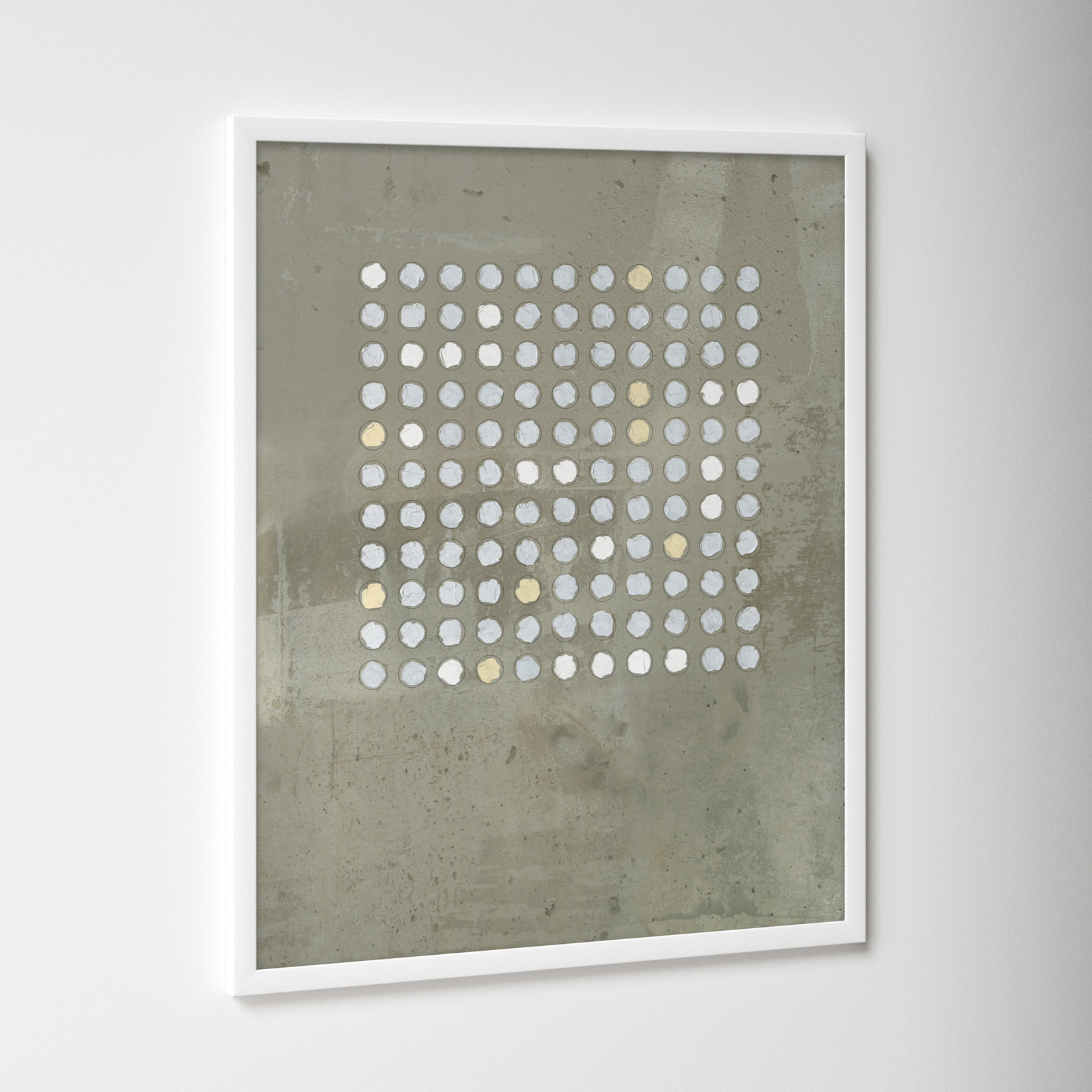 Circles In Squares 2 by Jacques Pilon, 38" H x 30" W x 1.25" D, White