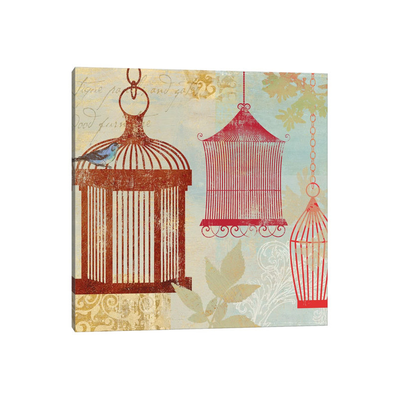 Bird On A Cage II 1 Piece Wrapped Canvas Wall Art, 30.48 cm H x 30.48 cm W