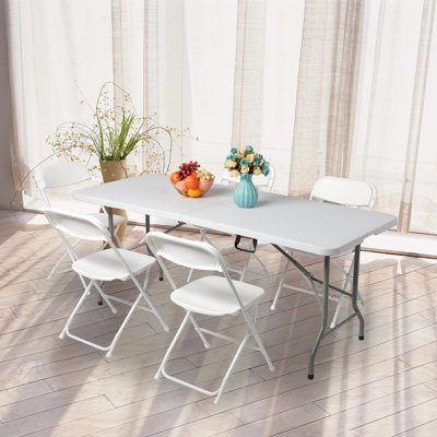 Table pliante robuste de 1,80 m, longue table rectangulaire portative, table utilitaire d'intérieur et d'extérieur pour cour, jardin, fêtes et pique-niques