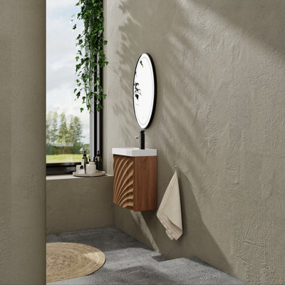 18.5" Compact Wall-Mounted Bathroom Vanity With Integrated Sink For Powder Rooms