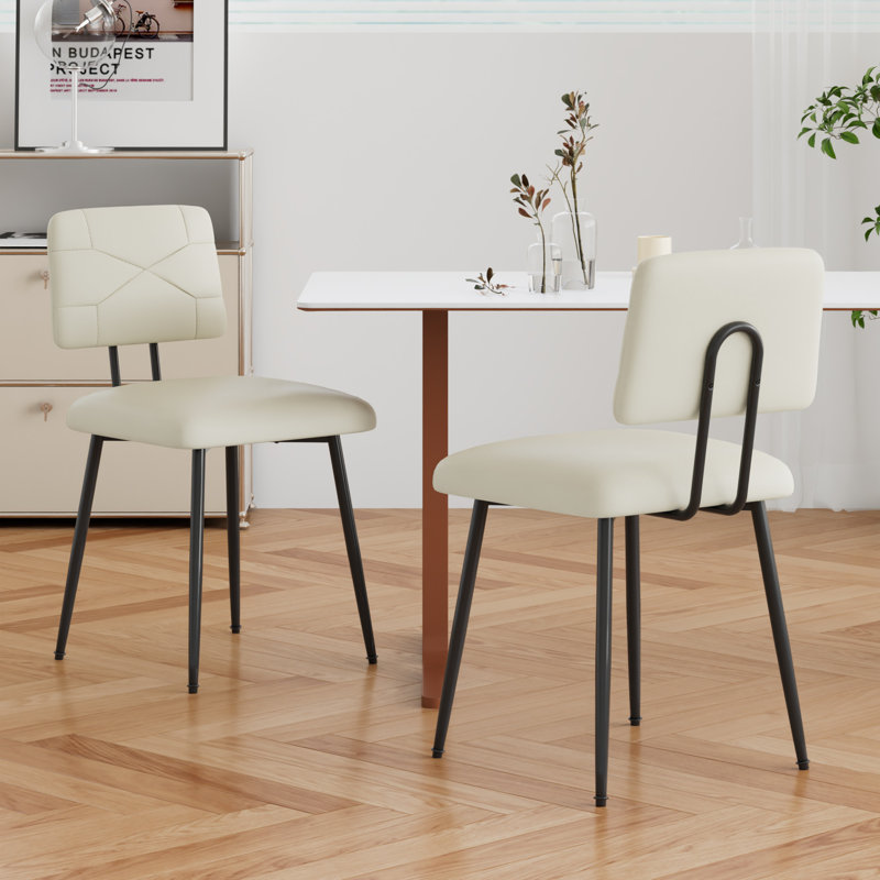 Ensemble de 2 chaises de salle à manger rembourrées Modern, Crème