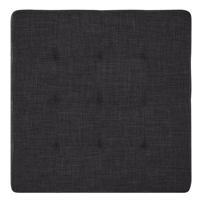 Arthuro Upholstered Ottoman, Heathered Dark Gray Linen, Natural