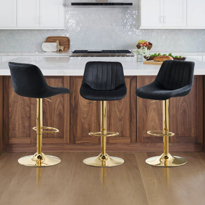  Swivel Adjustable Height Bar Stools with Backs Set of 3