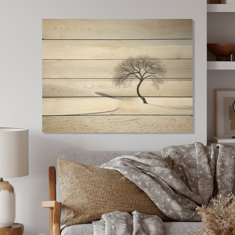 Winter Scenery Landscape Photo - Winter Landscape Wood Panel Wall Art On Natural Pine Wood, 30" H x 40" W