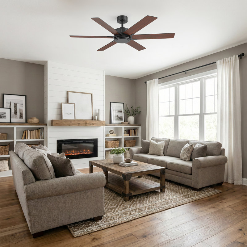 Ventilateur de plafond 56 po moderne sans lumière avec télécommande, moteur à courant continu réversible, ventilateur de plafond intérieur à 6 vitesses pour chambre à coucher, salon et patio