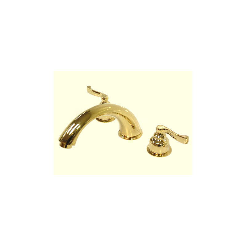 Double Handle Deck Mounted Roman Tub Faucet, Polished Brass