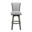 Ensemble de 2 chaises à hauteur grise avec siège pivotant et tissu capitonné revêtu de bois massif de style gris