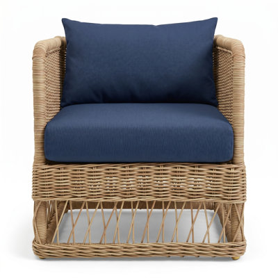 Destin Natural Outdoor Patio Club Chairs - Canvas Navy