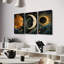 Céleste, impression de soleil, lune, visage, éclipse galaxie, étoile, planète, nuage, mystique, art mural cosmique, 3 pièces, toile tendue (1)-131353686