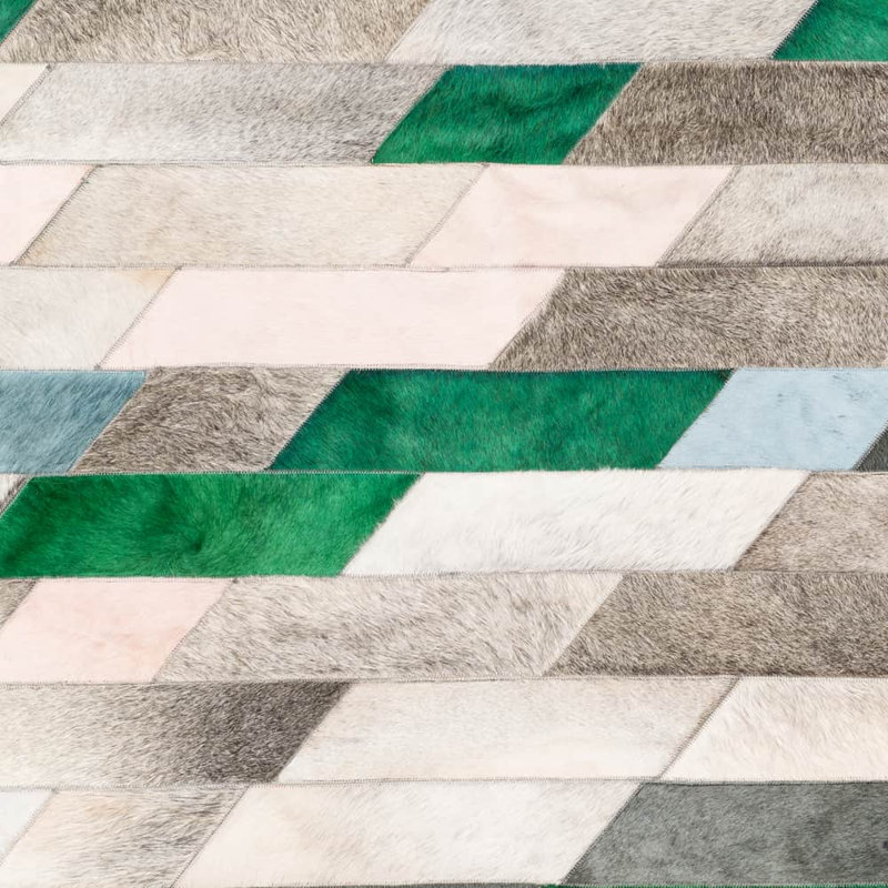 Astila Cowhide Geometric Area Rug, Rectangle 5'3" x 6'7"