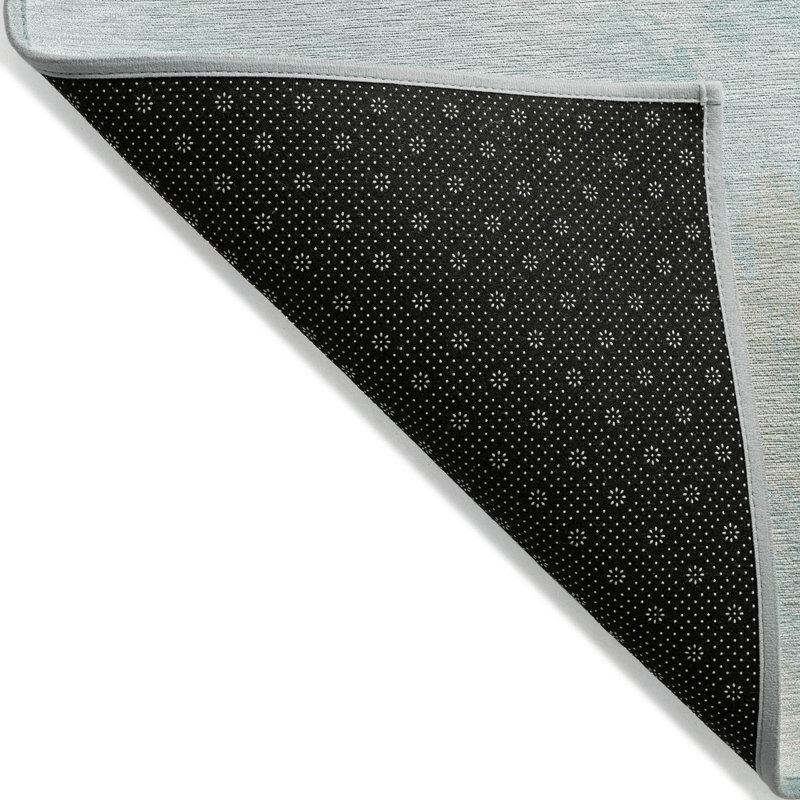 3' X 5' Pale Aqua Beige And Ivory Abstract Washable Indoor Outdoor Area Rug