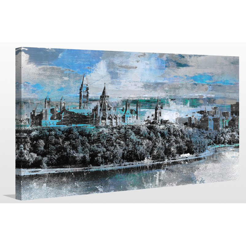 Reproduction d’art graphique sur toile tendue parliament hill, ottawa, H 36 po x l 60 po