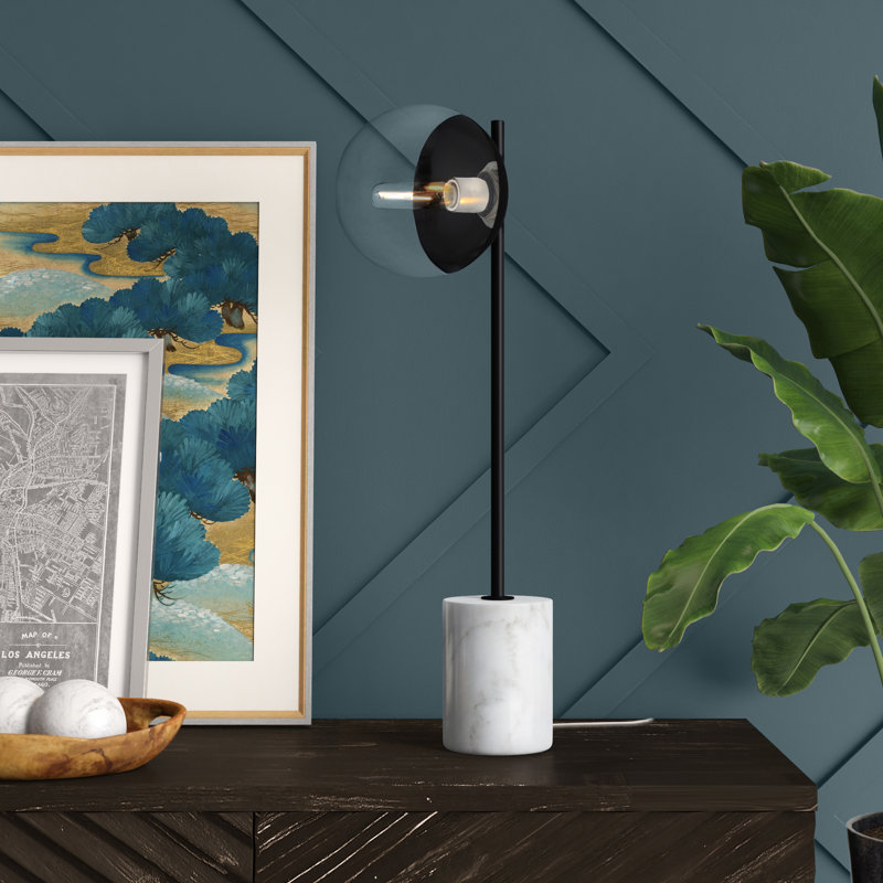 Lampe de table 22 po Yearby, Blanc givré, Noir