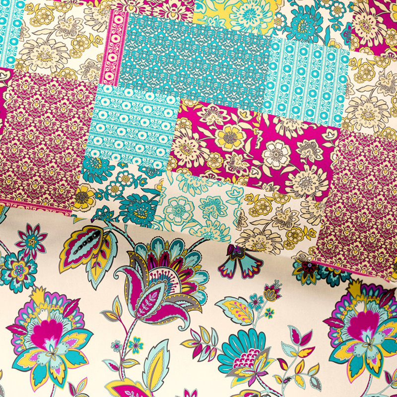 Marinelli Floral Duvet Cover Set with Pillowcases, Super King - 2 Standard Pillowcases, Teal/Pink