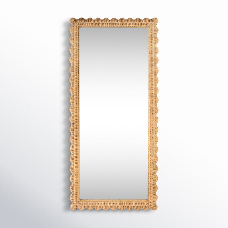 Lacie Scalloped Rattan Floor Mirror | Stylish Decor